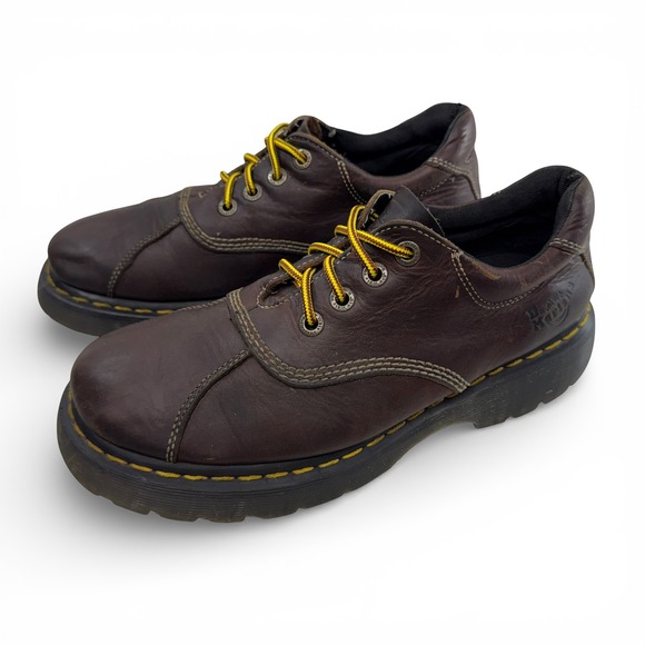Dr Martens VTG Y2K Oxford Shoes Men Size 10 Grizzly Brown Leather Lug Sole 4 Eye